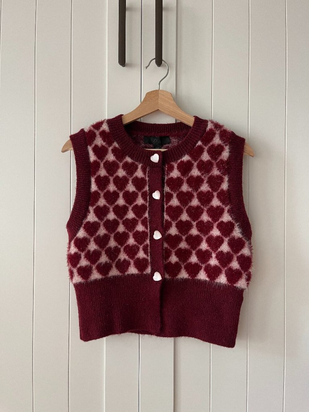 Zara Heart Jacquard Knit Vest - Picture 1 of 2
